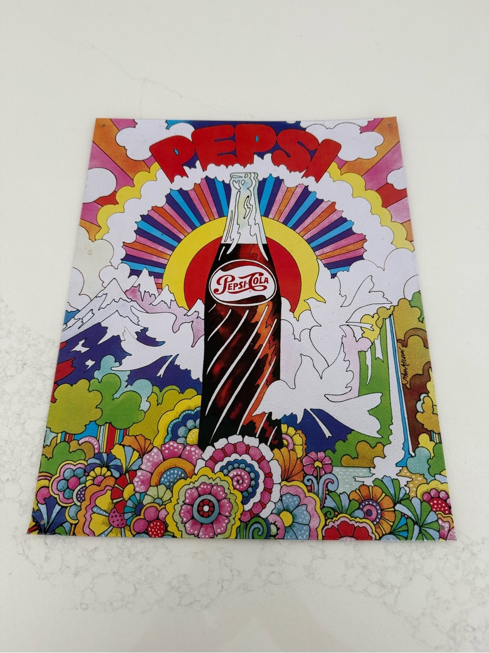 1969 vintage metal pepsi sign